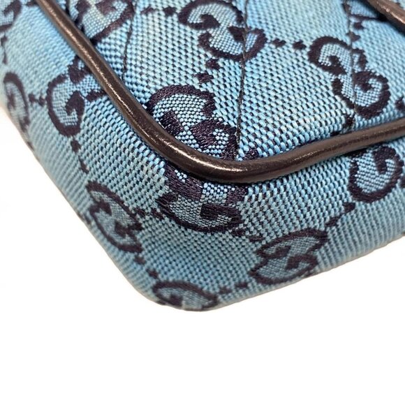Auth GUCCI GG Marmont Quilted Leather Super Mini Bag 476433 Blue Dark Navy - Picture 4 of 16